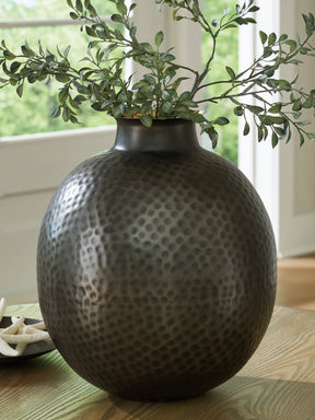 Woody Pewter/Gold Finish Vase by Ashley at Eve Furniture