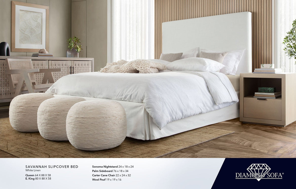 Wool White Natural Wool Pouf by Diamond Sofa at Eve Furniture