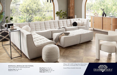 Wool White Natural Wool Pouf by Diamond Sofa at Eve Furniture