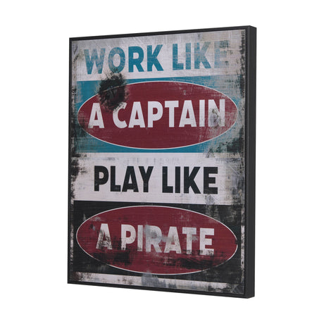 Work Like A Captain by Mercana Studio a Hand Embellished Textured Framed Art Print by Mercana at Eve Furniture
