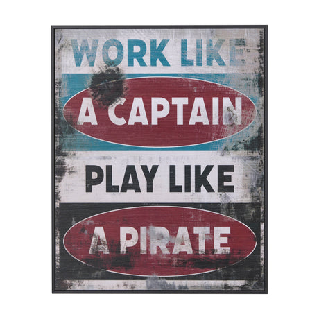 Work Like A Captain by Mercana Studio a Hand Embellished Textured Framed Art Print by Mercana at Eve Furniture