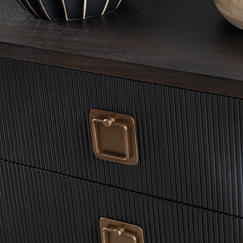 Worthington Brown/Black Three-Drawer Chest by Crestview at Eve Furniture