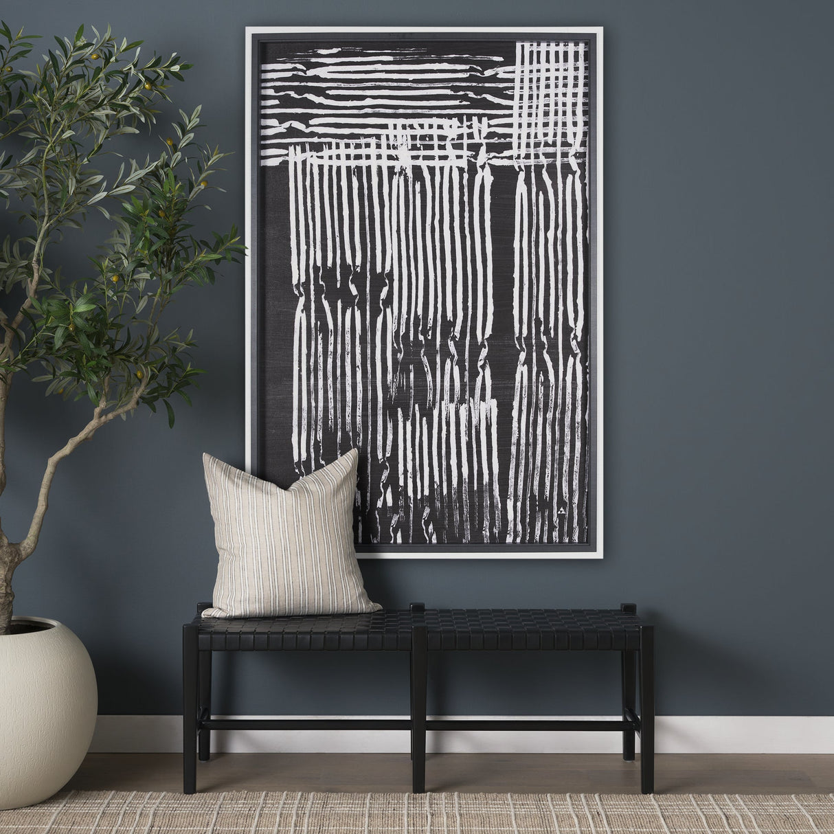 Woven Lines II by Mercana Studio a Hand Embellished Textured Framed Art Print by Mercana at Eve Furniture