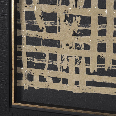Woven Lines II Tan by Mercana Studio a Hand Embellished Textured Framed Art Print by Mercana at Eve Furniture