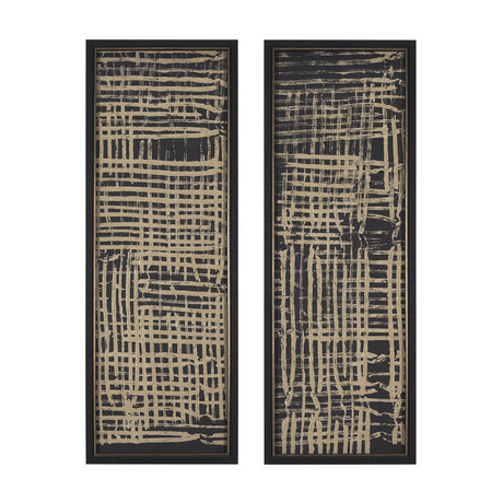Woven Lines II Tan by Mercana Studio a Hand Embellished Textured Framed Art Print by Mercana at Eve Furniture