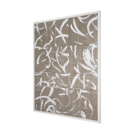 Woven Textile by Mercana Studio a Hand Embellished Textured Framed Canvas by Mercana at Eve Furniture