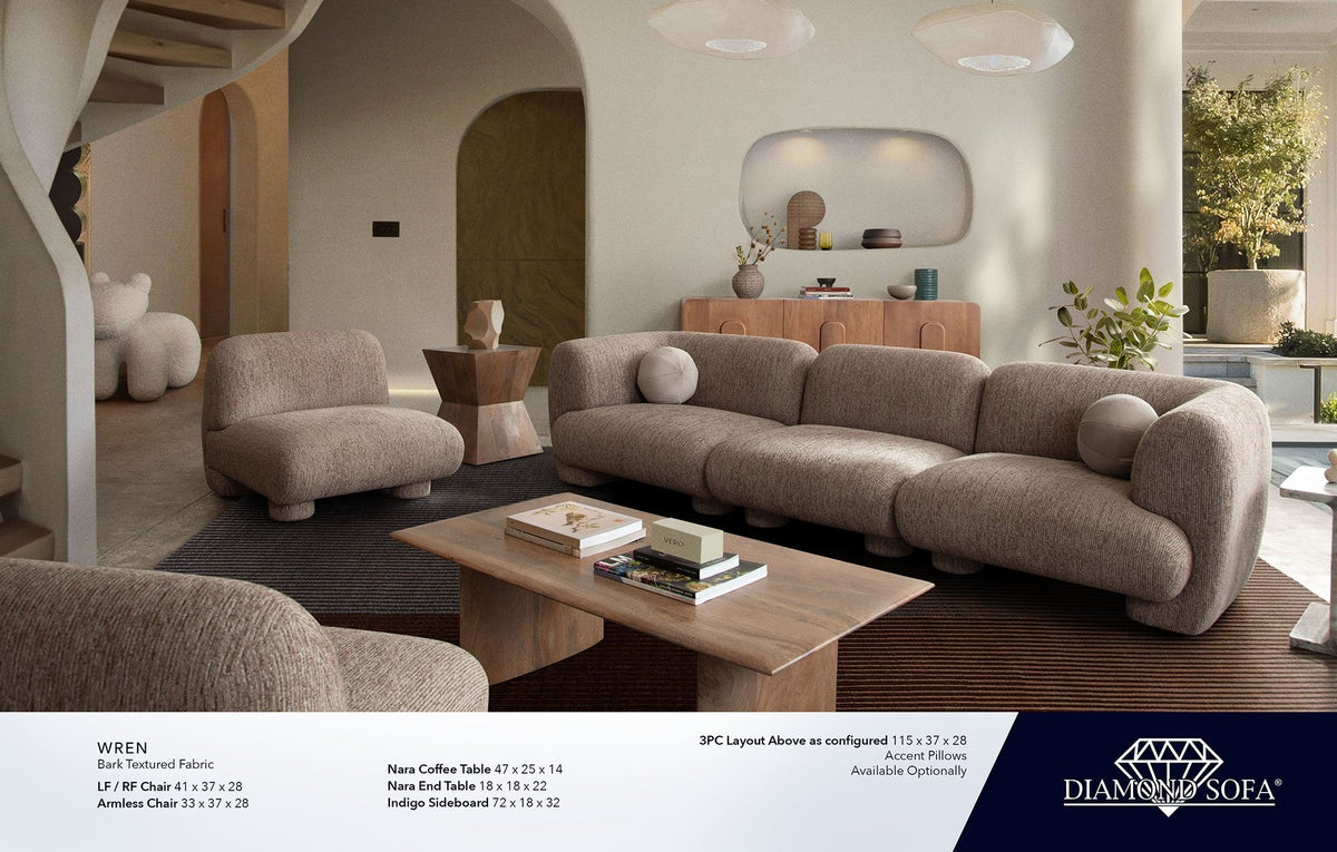 Wren Bark Textured Fabric 2-Piece Sofa by Diamond Sofa at Eve Furniture