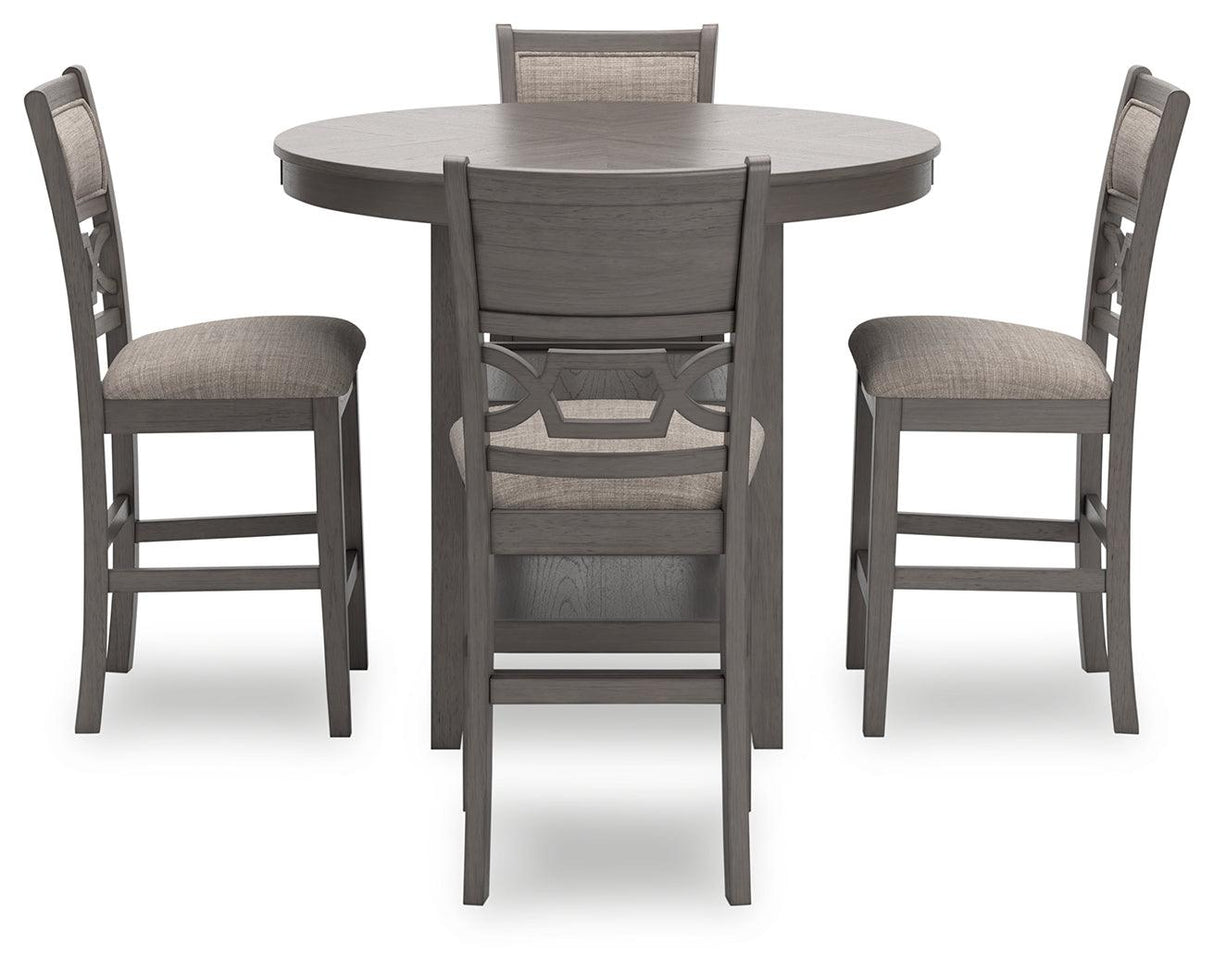 Wrenning Gray Counter Height Dining Table and 4 Bar Stools by Ashley at Eve Furniture