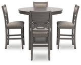 Wrenning Gray Counter Height Dining Table and 4 Bar Stools by Ashley at Eve Furniture