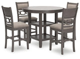 Wrenning Gray Counter Height Dining Table and 4 Bar Stools by Ashley at Eve Furniture