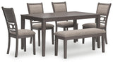 Wrenning Gray Dining Table and 4 Chairs and Bench by Ashley at Eve Furniture