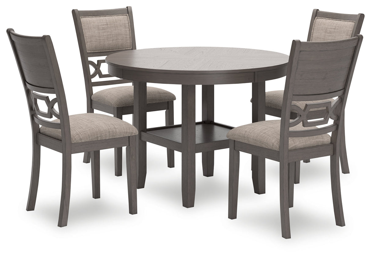 Wrenning Gray Dining Table and 4 Chairs (Set of 5)