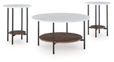 Wrenwich Brown/Black/White Table (Set of 3)