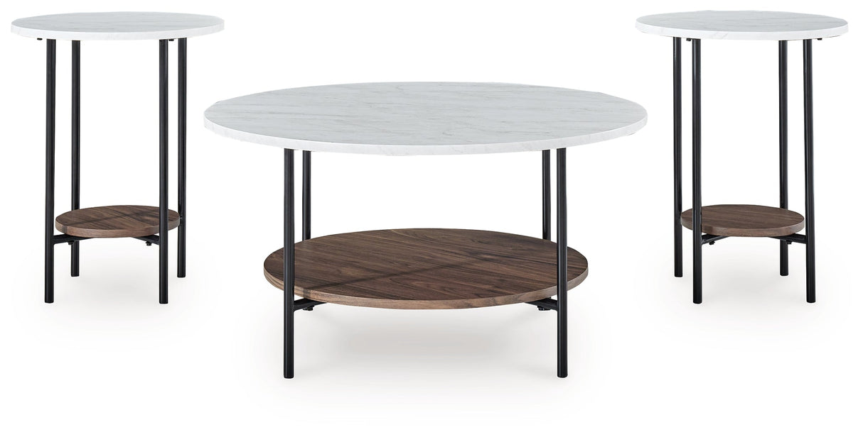 Wrenwich Brown/Black/White Table (Set of 3)