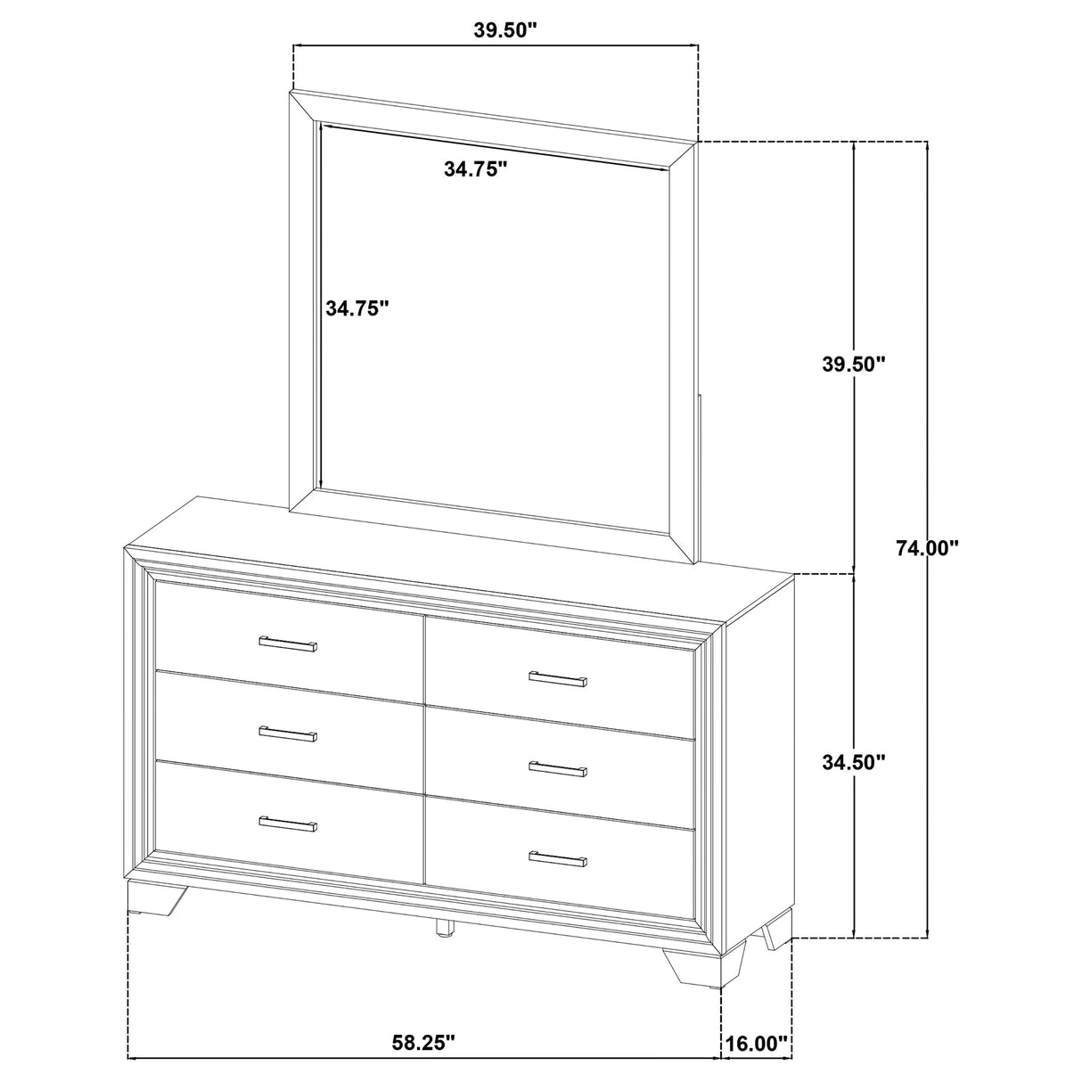 Wright Brown Oak 6-drawer Dresser and Mirror by Coaster at Eve Furniture