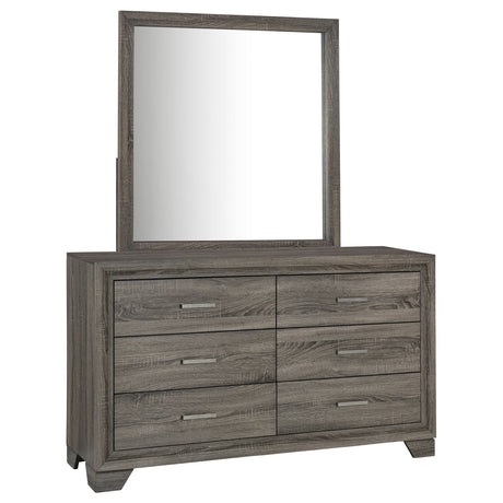 Wright Brown Oak 6-drawer Dresser and Mirror by Coaster at Eve Furniture