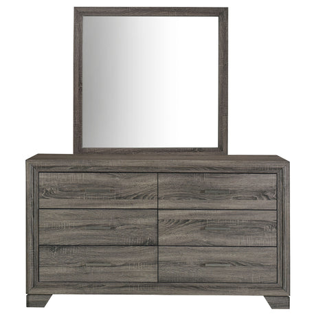 Wright Brown Oak 6-drawer Dresser and Mirror by Coaster at Eve Furniture
