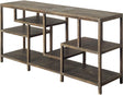 Wright I 16L x 66W Brown Wood Multi-Level Shelf Console Table by Mercana at Eve Furniture