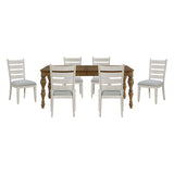 Wyatt Brown Weathered White & Gray 91" Extendable Dining Room Set by Homelegance at Eve Furniture