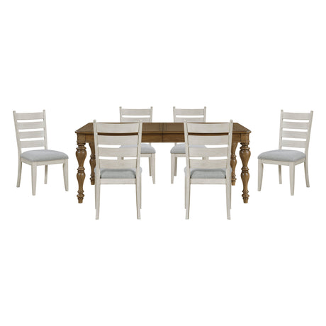 Wyatt Brown Weathered White & Gray 91" Extendable Dining Room Set by Homelegance at Eve Furniture