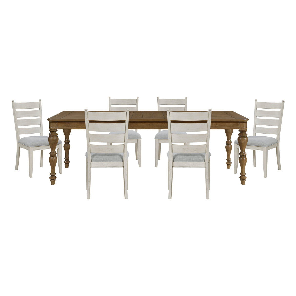 Wyatt Brown Weathered White & Gray 91" Extendable Dining Room Set by Homelegance at Eve Furniture