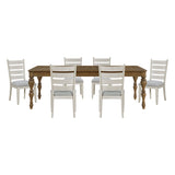 Wyatt Brown Weathered White & Gray 91" Extendable Dining Room Set by Homelegance at Eve Furniture