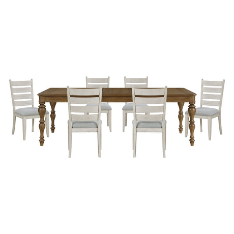 Wyatt Brown Weathered White & Gray 91" Extendable Dining Room Set by Homelegance at Eve Furniture