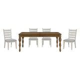 Wyatt Brown Weathered White & Gray 91" Extendable Dining Room Set by Homelegance at Eve Furniture