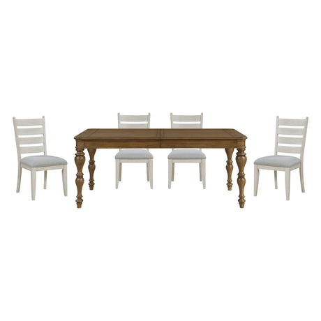 Wyatt Brown Weathered White & Gray 91" Extendable Dining Room Set by Homelegance at Eve Furniture