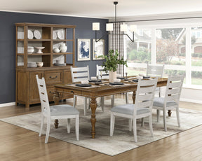 Wyatt Brown Weathered White & Gray 91" Extendable Dining Room Set by Homelegance at Eve Furniture