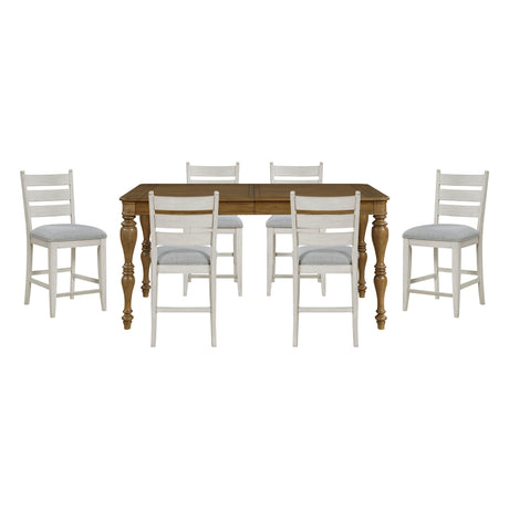 Wyatt Brown/Weathered White/Gray 91" Extendable Counter Height Set by Homelegance at Eve Furniture