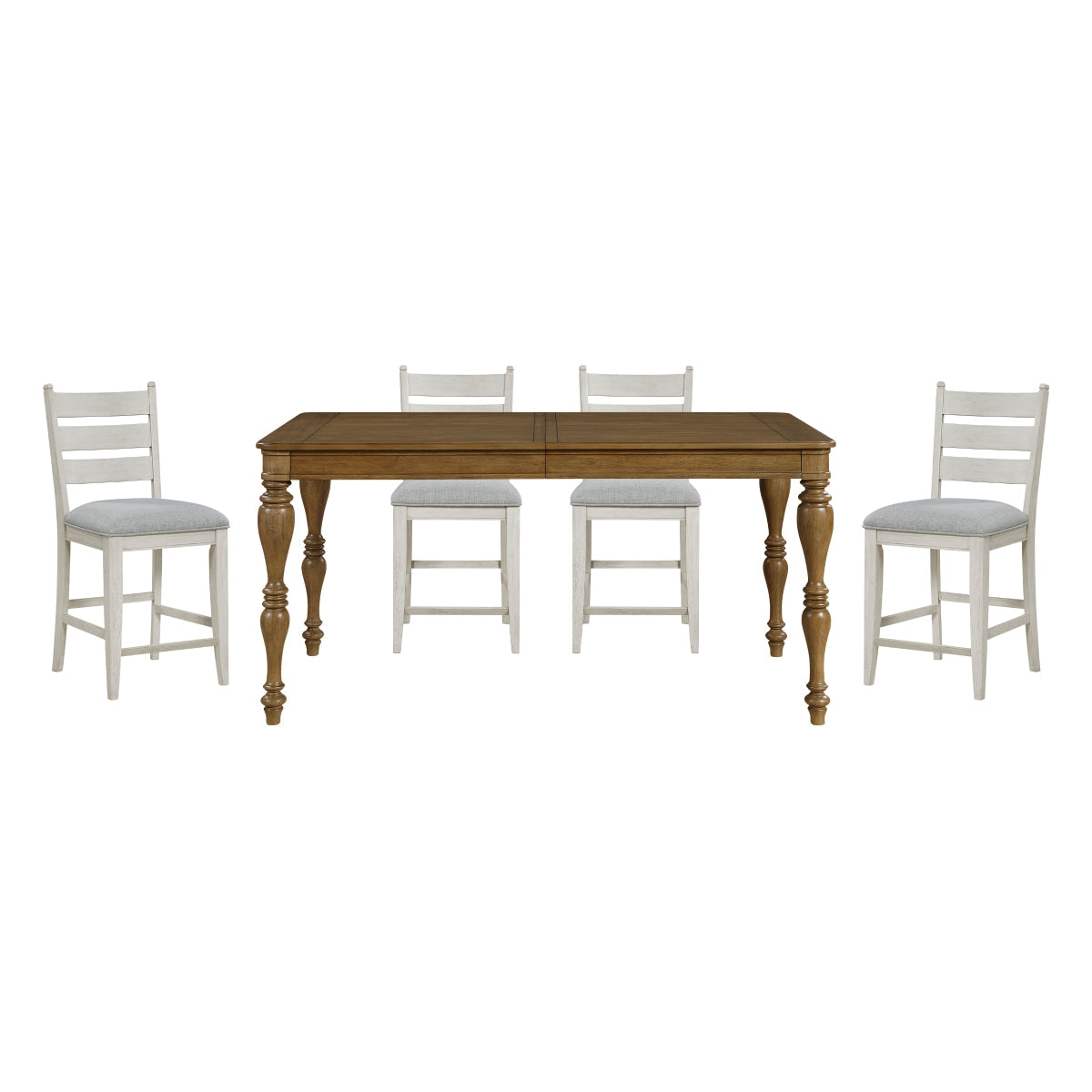 Wyatt Brown/Weathered White/Gray 91" Extendable Counter Height Set by Homelegance at Eve Furniture