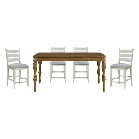 Wyatt Brown/Weathered White/Gray 91" Extendable Counter Height Set by Homelegance at Eve Furniture