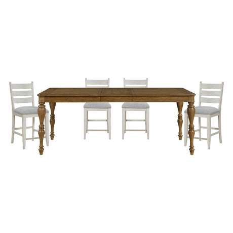 Wyatt Brown/Weathered White/Gray 91" Extendable Counter Height Set by Homelegance at Eve Furniture