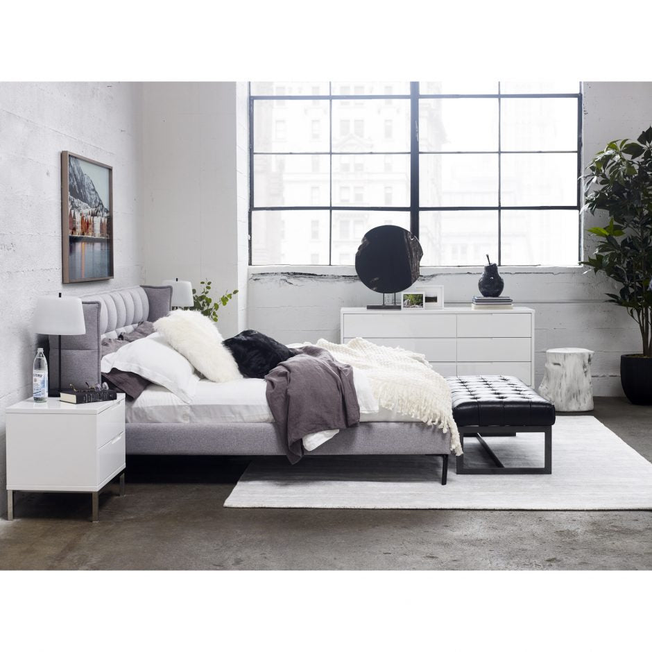Wyatt Leather Bench Black by Moe's Home at Eve Furniture