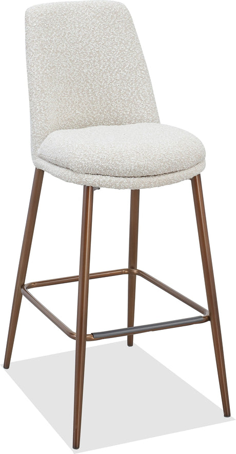 Wyatt Ricotta/Bronze Upholstered Bar Stool (Set of 2) by Modus Furniture at Eve Furniture