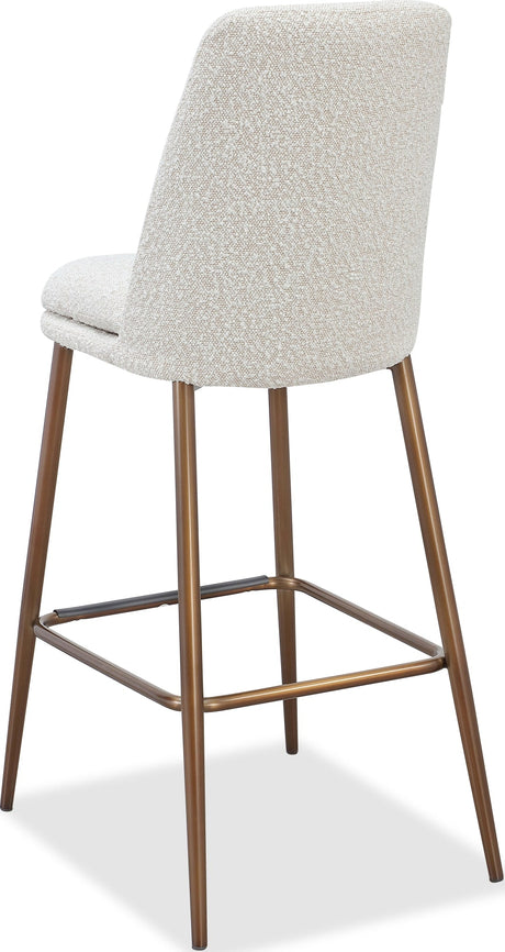 Wyatt Ricotta/Bronze Upholstered Bar Stool (Set of 2) by Modus Furniture at Eve Furniture