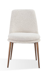 Wyatt Upholstered Dining Chair in Ricotta Boucle and Bronze Metal (Set of 2) by Modus Furniture at Eve Furniture