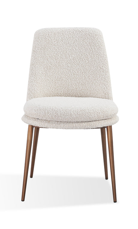 Wyatt Upholstered Dining Chair in Ricotta Boucle and Bronze Metal (Set of 2) by Modus Furniture at Eve Furniture