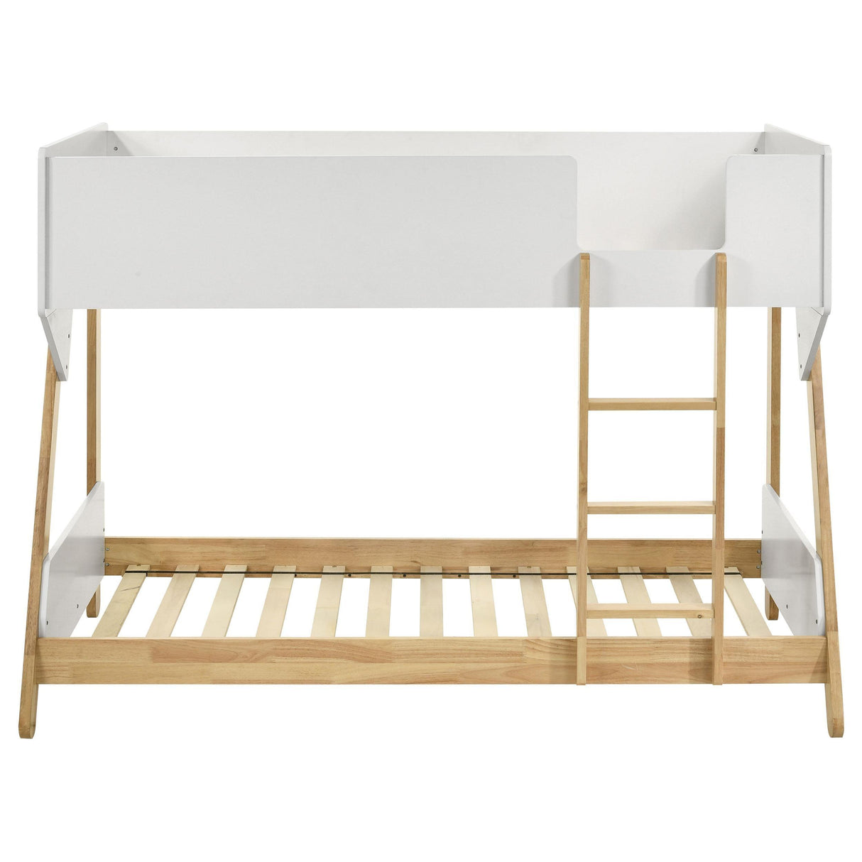 Wyatt White and Natural Wood Twin Over Twin Bunk Bed by Coaster at Eve Furniture