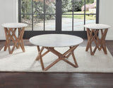 Wyman Banswara 20″ Round White Marble Top End Table by Steve Silver at Eve Furniture