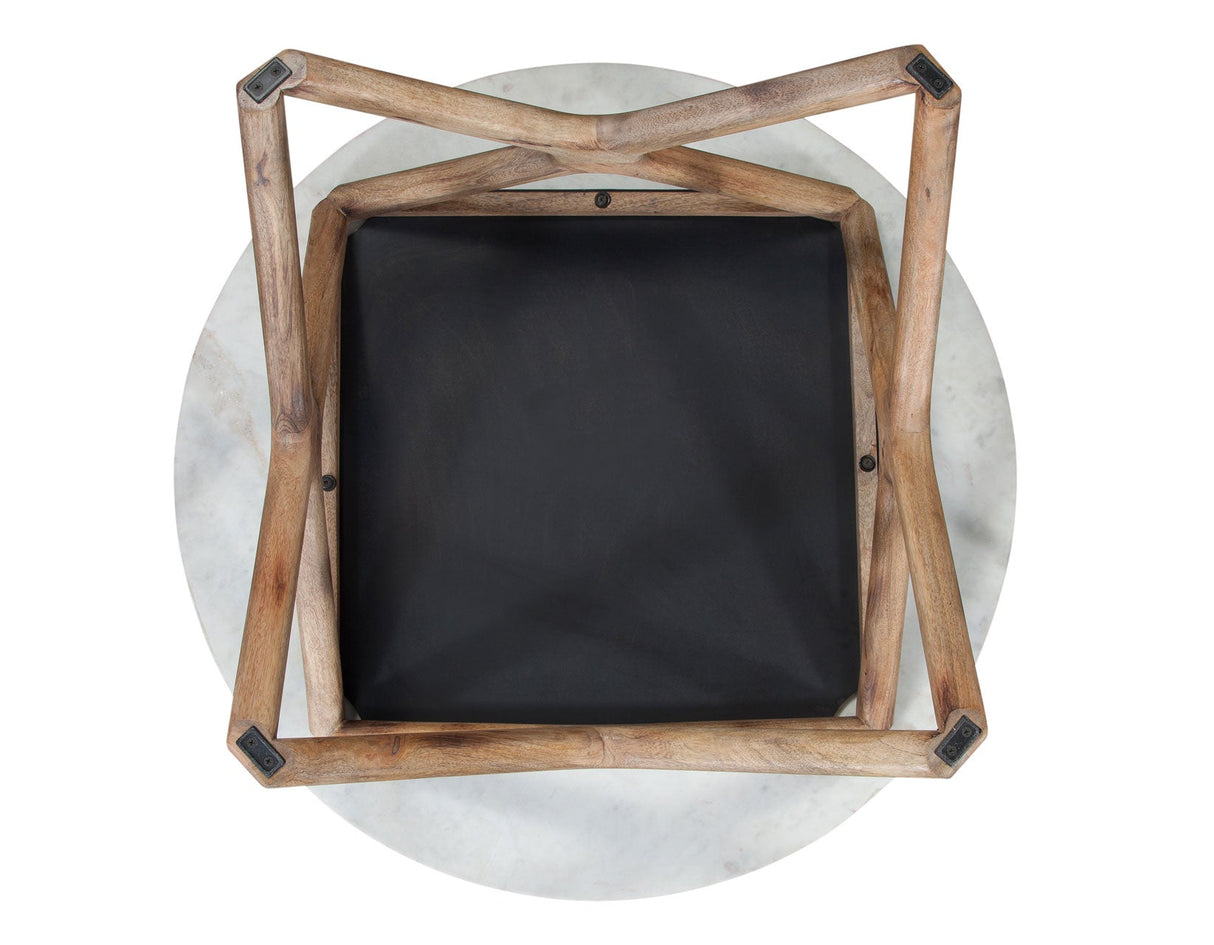 Wyman Banswara 20″ Round White Marble Top End Table by Steve Silver at Eve Furniture