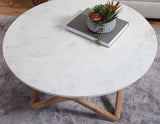 Wyman 3-Piece Round Banswara White Marble Top Table Set by Steve Silver at Eve Furniture