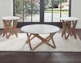 Wyman 3-Piece Round Banswara White Marble Top Table Set by Steve Silver at Eve Furniture