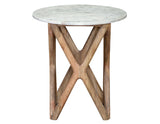 Wyman Banswara 20″ Round White Marble Top End Table by Steve Silver at Eve Furniture