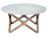 Wyman Banswara 36″ Round White Marble Top Cocktail Table by Steve Silver at Eve Furniture