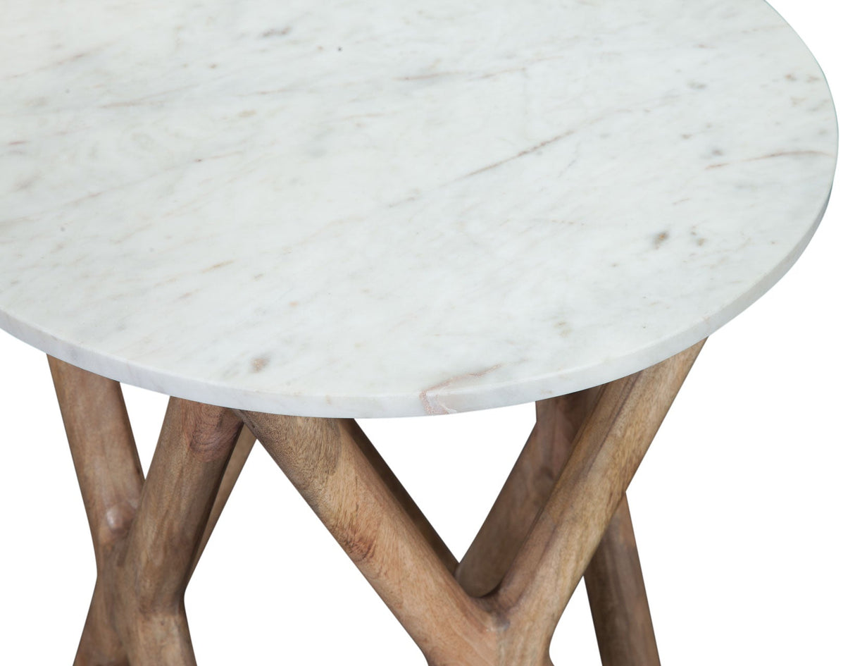 Wyman Banswara 36″ Round White Marble Top Cocktail Table by Steve Silver at Eve Furniture