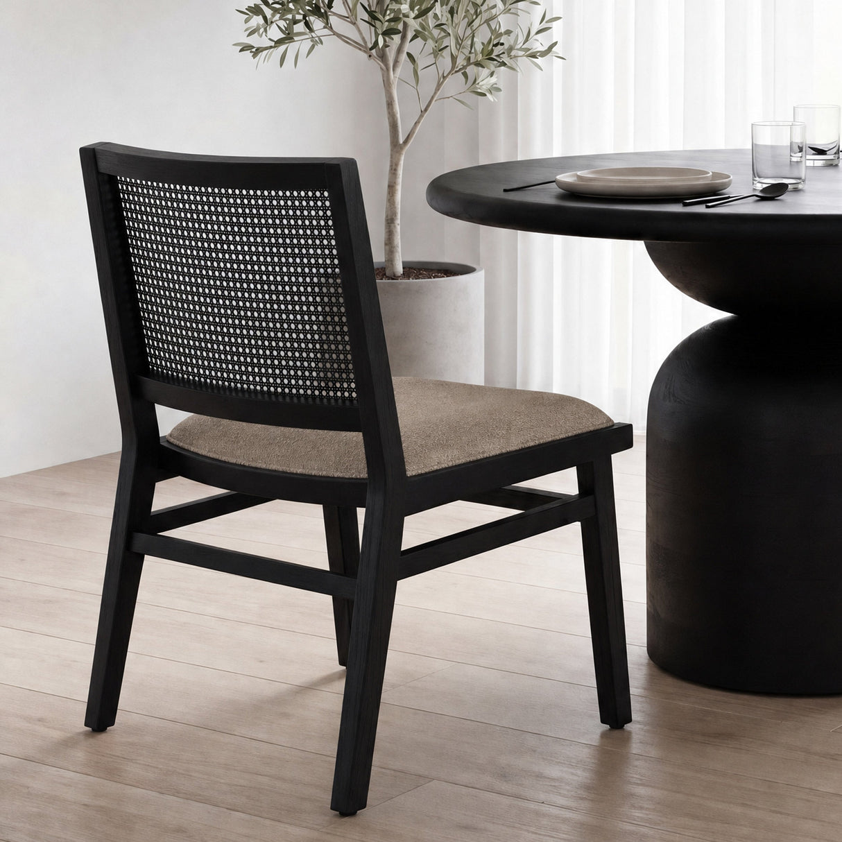 Wynn Beige Fabric W/Black Wood Dining Chair, Set of 2 by Mercana at Eve Furniture