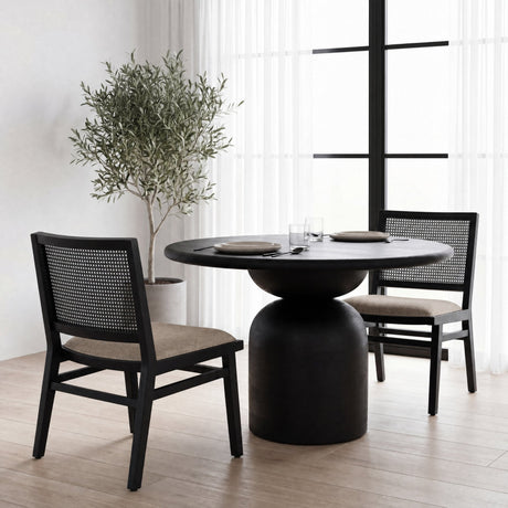 Wynn Beige Fabric W/Black Wood Dining Chair, Set of 2 by Mercana at Eve Furniture
