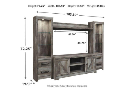 Wynnlow Gray 4-Piece Entertainment Center by Ashley at Eve Furniture
